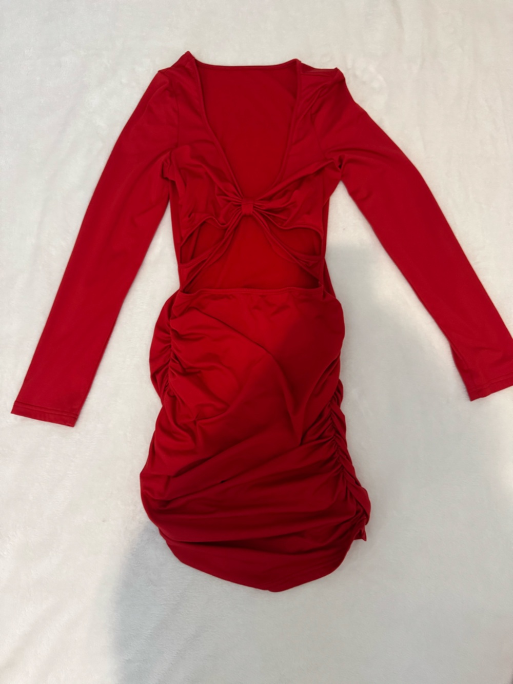 Red Long Sleeve Cutout Bodycon Dress